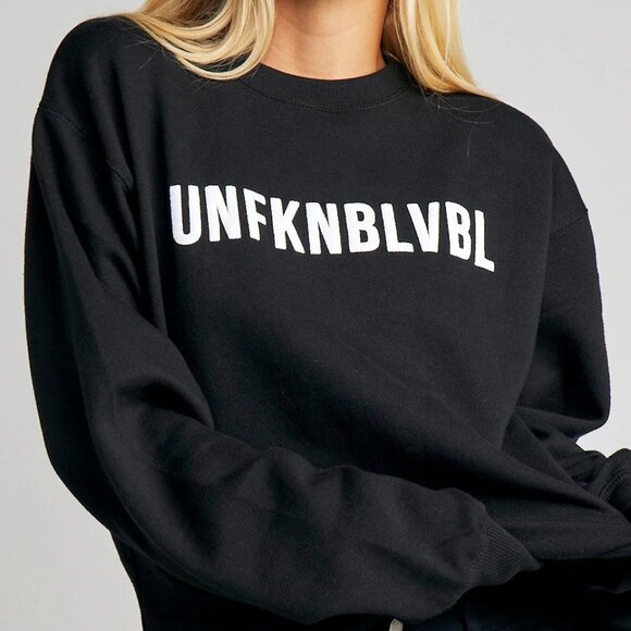 EUC✨LULUSIMON STUDIO unisex 2XL black & white UNFKNBLVBL graphic sweatshirt - Picture 14 of 14